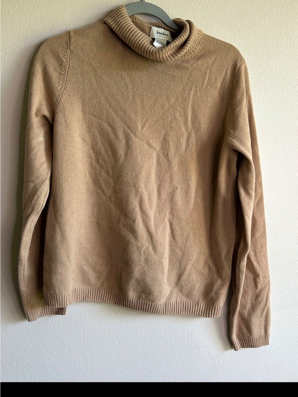 Neiman Marcus Sweater Womens Large Turtleneck Camel Soft Comfort Neutral Classic